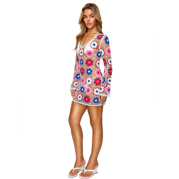 FAIRY SEASON Crochet Coverup With Bell Sleeves Size XL - Picture 2 of 6